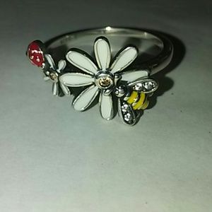 925 Sterling Silver Bee & Ladybug ring